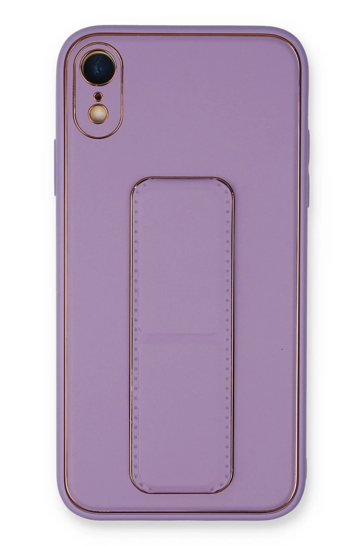 Newface iPhone XR Kılıf Coco Deri Standlı Kapak - Koyu Lila
