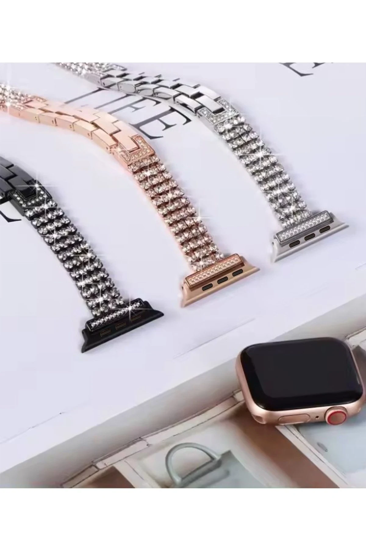 Newface Apple Watch 38mm Live Taşlı Kordon - Gümüş