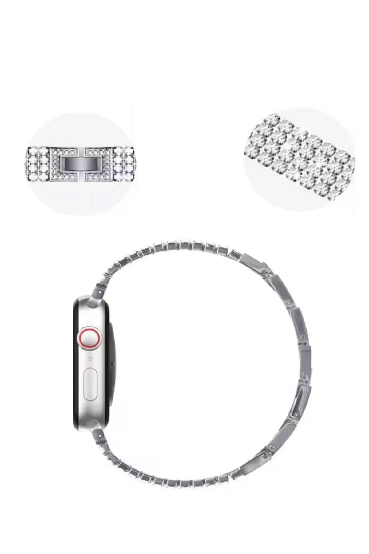 Newface Apple Watch 38mm Live Taşlı Kordon - Gümüş